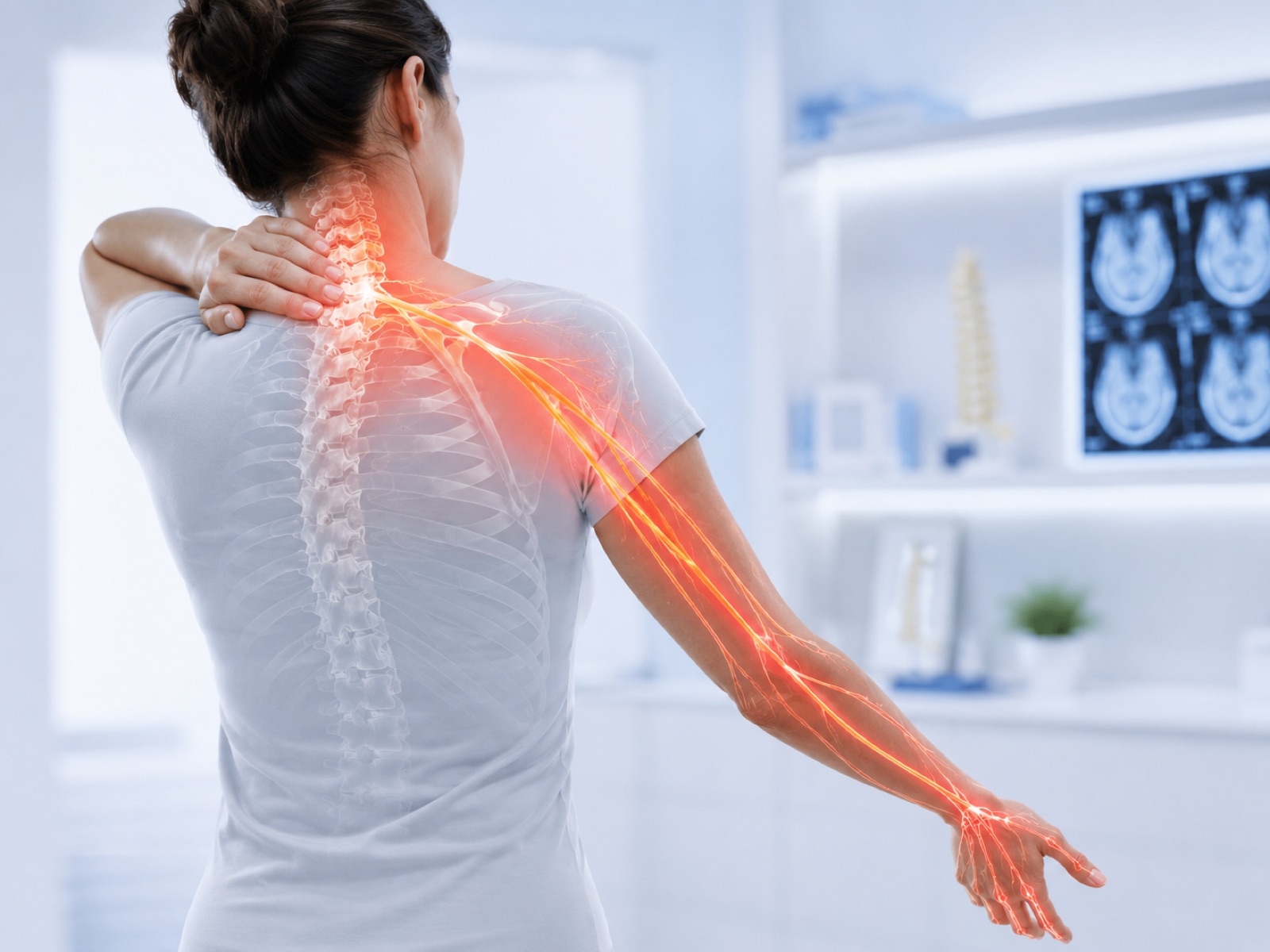 Durere cervicală cu iradiere în braț în hernia de disc cervicală