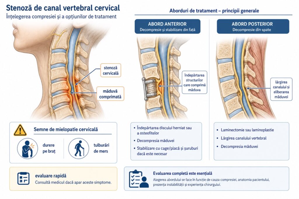 stenoză de canal vertebral cervical - compresia măduvei
