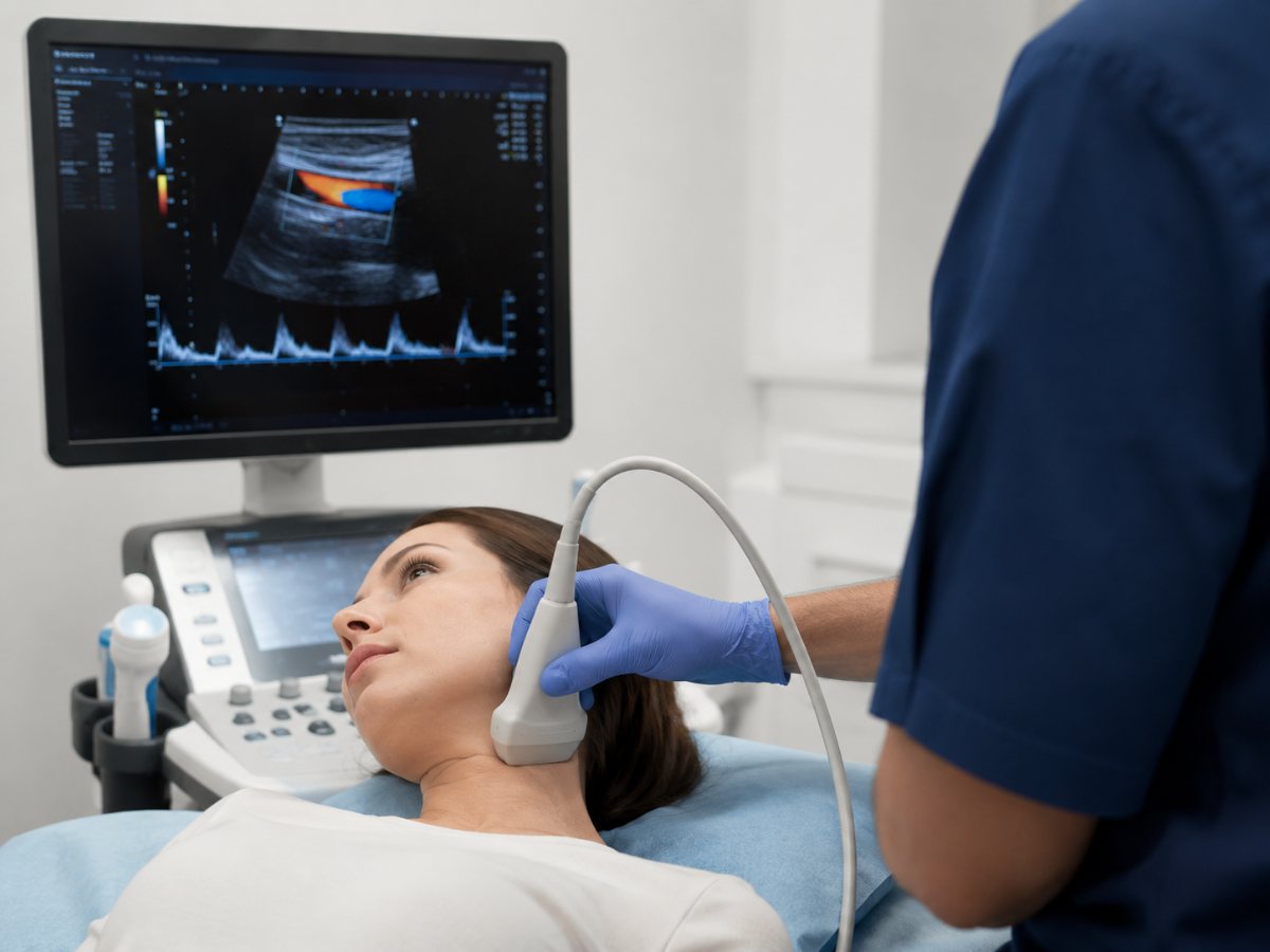 Ecografie Doppler a vaselor gâtului pentru evaluarea arterelor carotide și vertebrale